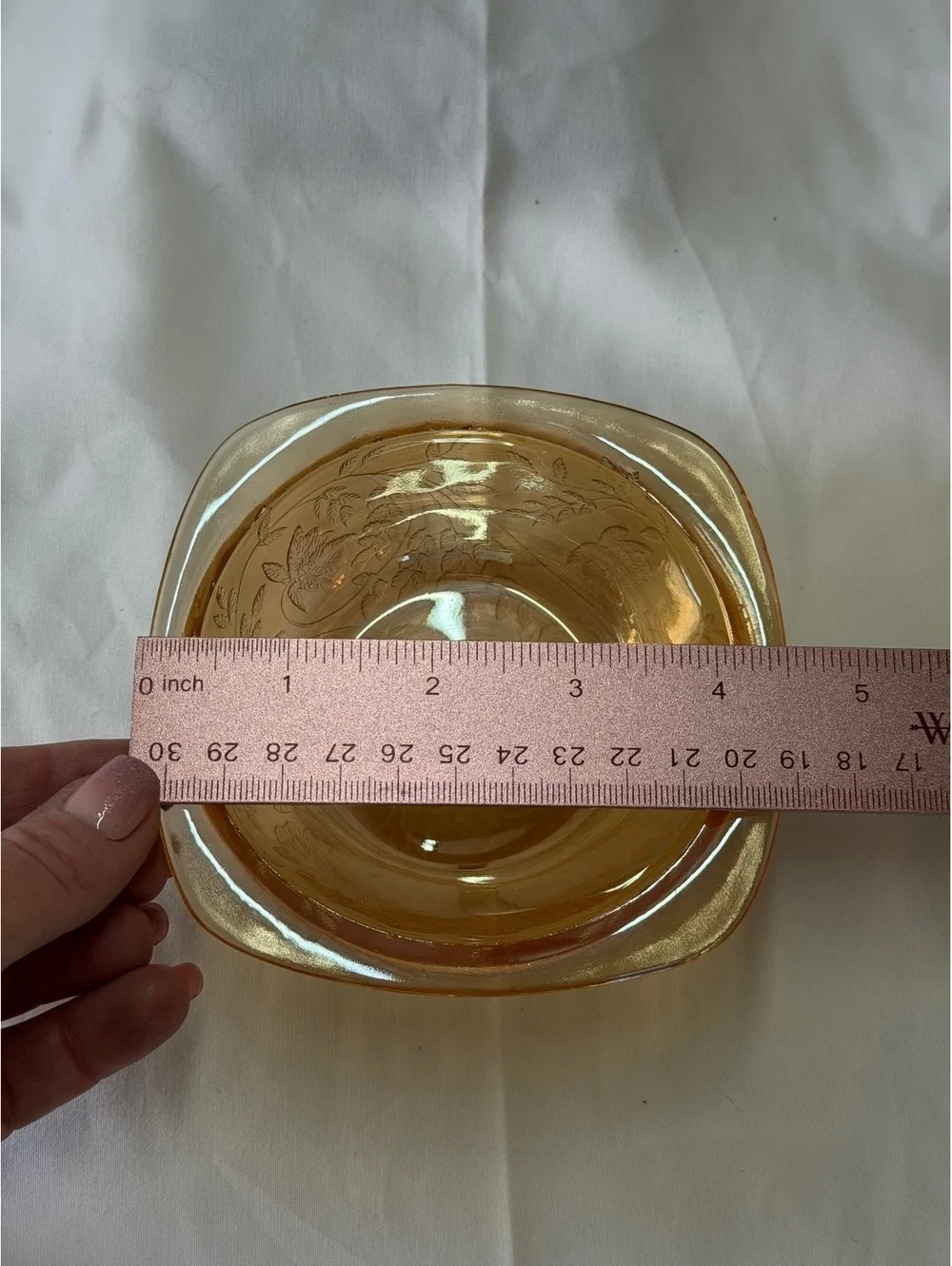 Federal Sharon Cabbage Rose Golden Glo Amber Depression Glass Berry Bowls Set 2